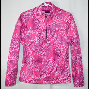 Cascade Sport Pullover 1/4 Zip Sweatshirt Pink Design Fleece Lined Women/Jrs M